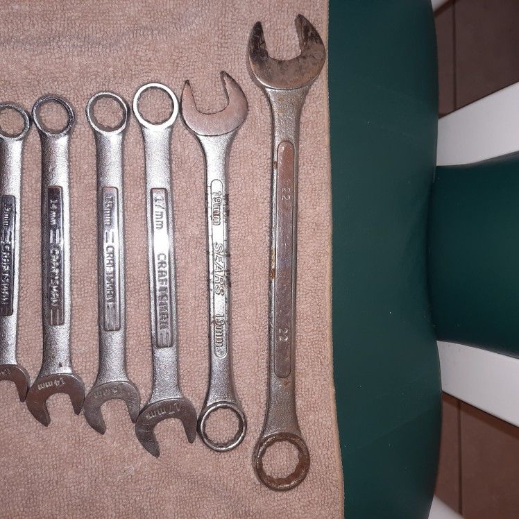 Craftsman (Mostly)  10 PC Metric Combination Wrench Set. 22mm To 9mm.