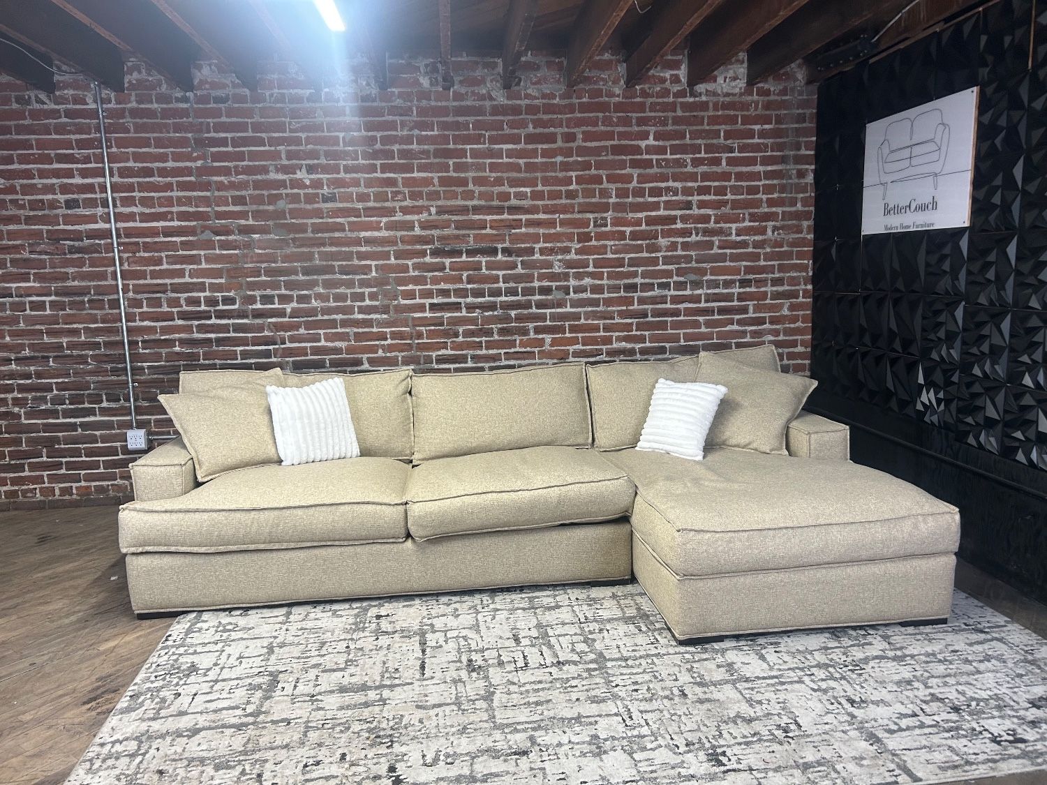Free Delivery-Beige 2pc sectional sofa couch