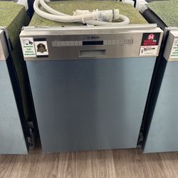 Bosch - 300 Series 24” Front Control Smart Built-In Stainless Steel Tub Dishwasher with 3rd Rack and AquaStop Plus, 46dBA - Stainless Steel Model:SHE5