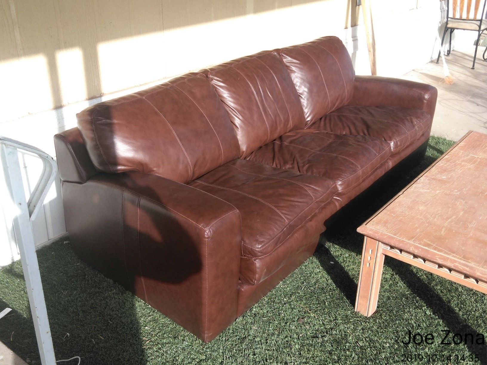 Sofa Bed Leather 7 ft, 2in long.