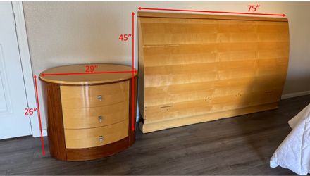 Wood Headboard and Nightstand Set