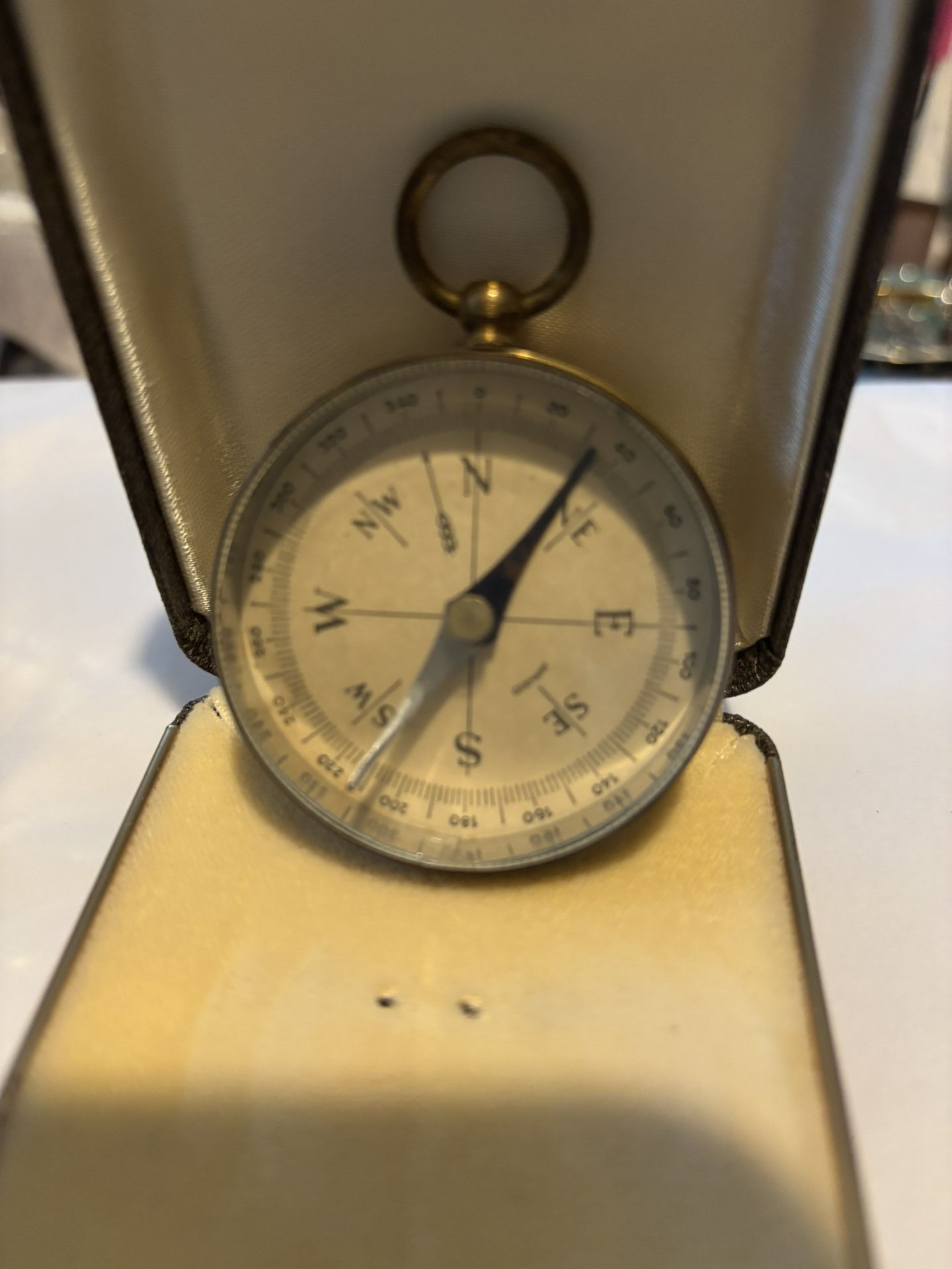 Vintage German Brass and Glass Pocket Compass