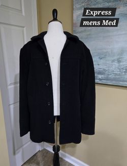 EXPRESS MENSWEAR WOOL COAT SZ MEDIUM 