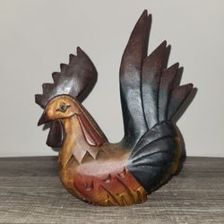 Handcrafted Carved Mandalay Box Company 10" Rooster Figurine Made in Thailand