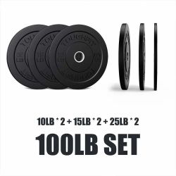 ToughFit Black Olympic Weight Plates Bumper Plates Set 6(2X10LB  2x15LB  2x25LB)