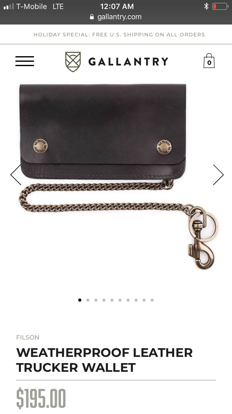 Brand new leather Filson wallet with chain