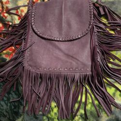 Cut N Paste Original purple, Genuine leather handbag, purse,Tassel,  magnetic and zipper closures, los angeles ca. Western, modern, fashion.
