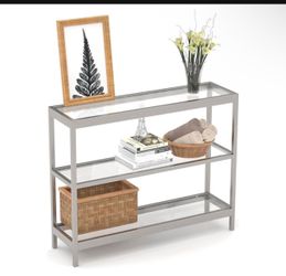 New Console Table Silver 35" Entryway Table with 3 Tiers, Foyer Tables,