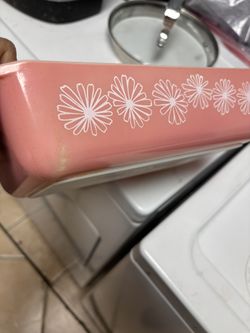 Vintage Pink Daisy Pyrex Dish 