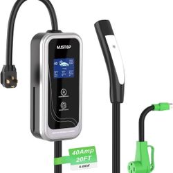 Portable Level 1/2 EV Charger for Tesla, 40A NACS Car Charger with 110V-240V, 20FT Extension Cable, NEMA 14-50P to 5-15 Charging Adapter, EV Charging 