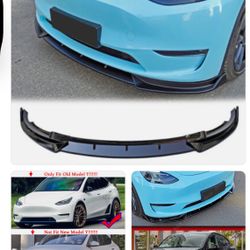 For 2020-2025 Tesla Model Y Elegant Style Gloss Black Front Bumper Lip Splitter