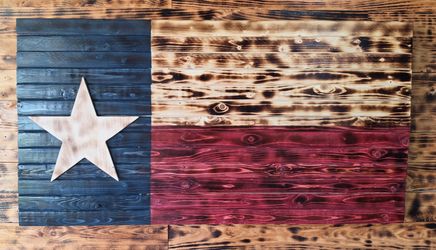 Handmade 36x19 Rustic Wooden Texas Flag - Lone Star Decor  OBO