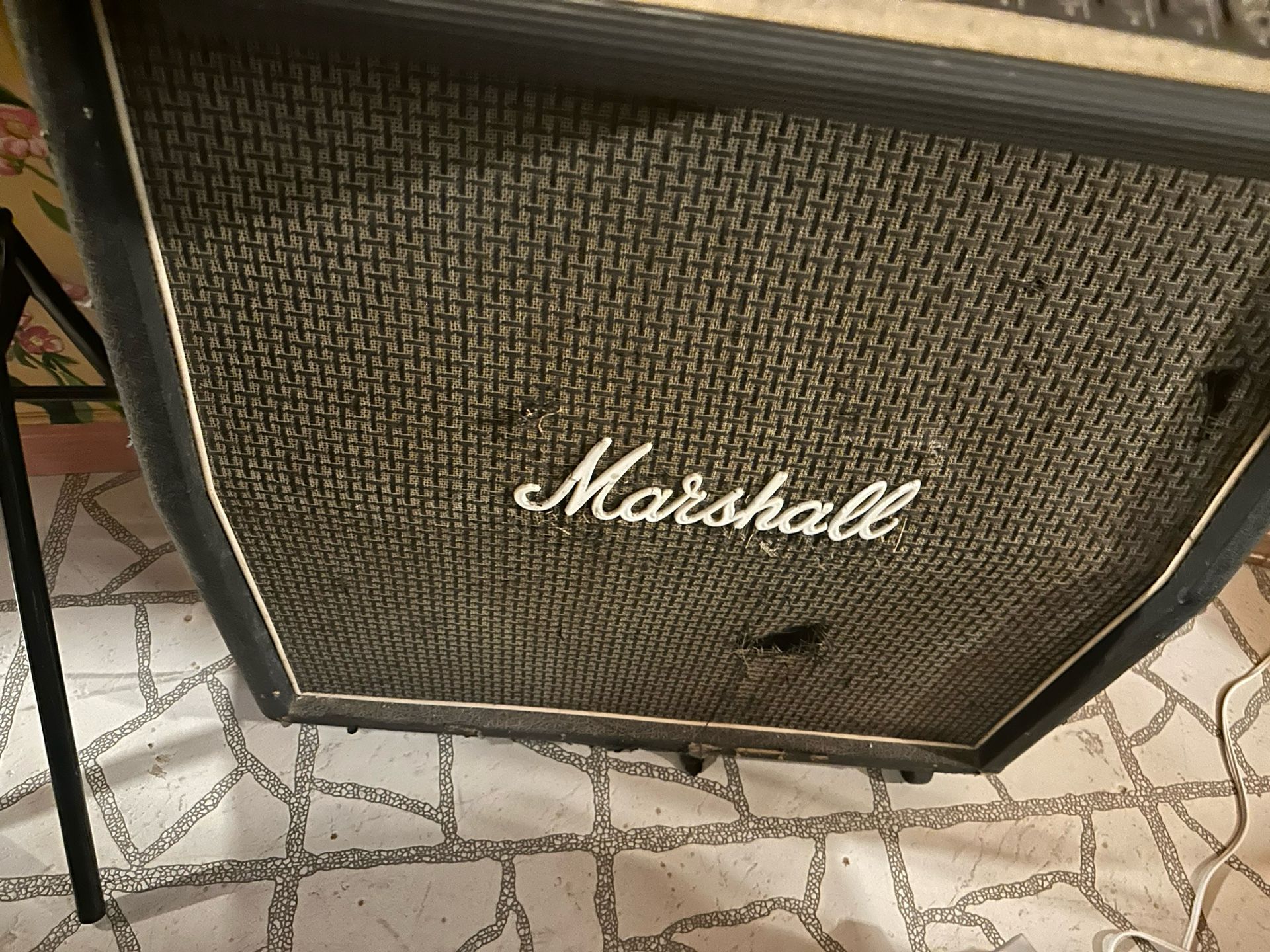 vintage rear Marshall guitar speaker cabinet