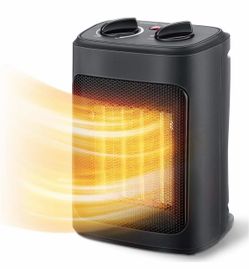 Space Heater, 1500W Electric Heaters Indoor Portable with Thermostat, PTC Fast Heating Ceramic Room Small Heater with Heating and Fan Modes for Bedroo