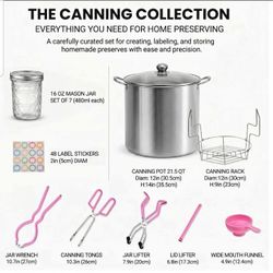 Canning Pot Water Bath Canner with Rack and Lid, 21.5QT Stainless Steel Stock Pot,