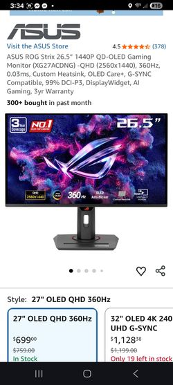 Asus ROG Stix 26 .5 inch Gaming Monitor