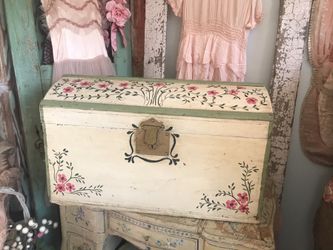Antique hand painted shabby chic truck chest