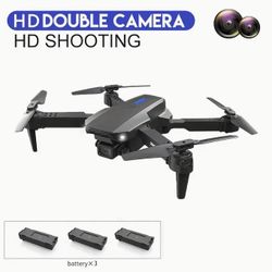Drone: HD Dual Camera, Foldable Mini Quadcopter,  3 Batteries