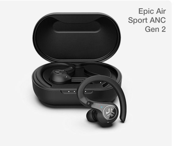 JLab Epic Air Sport ANC 2nd Gen True Wireless Bluetooth Earbuds, Headphones