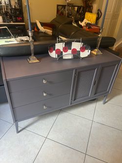 mid-century modern style gray buffet dresser cabinet