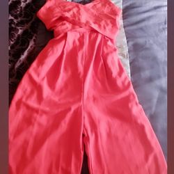 Red Wide Leg Women's Jumpsuit Small