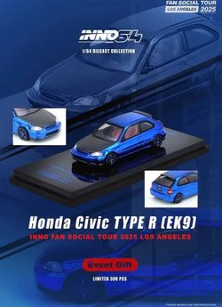 Inno64 Honda Civic Type R (EK9)( Fan Social Tour Los Angeles 2025 Dinner Car) limited300 Pcs