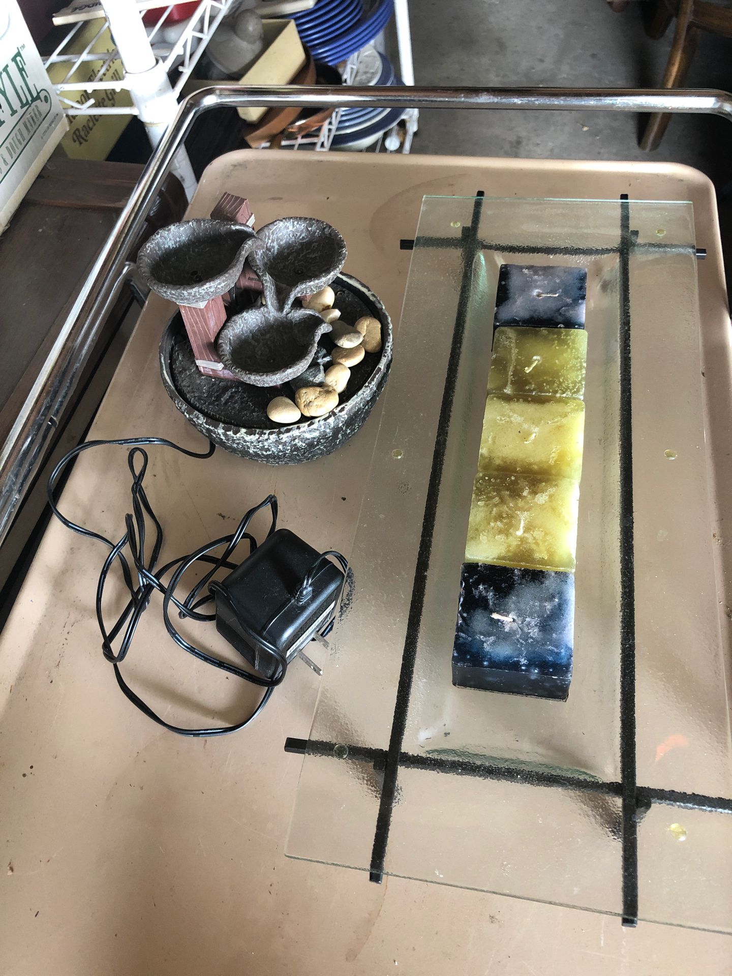 Meditating water fountain and 5soothing candles