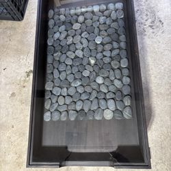 CB2 Glass Coffee Table With Display Storage