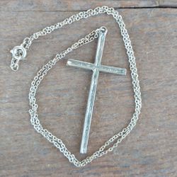Silver Tone Cross Necklace
