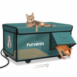 Heated Cat House for Outside with Dual Doors