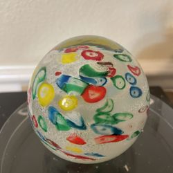 Millefiori Colorful Glass Paperweight 2.5”