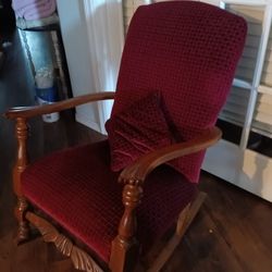 Antique Rocker With Carved Wood