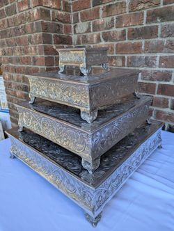 Professional Silver Square Cake Stand Set of 4 (22", 18", 14", 6")
