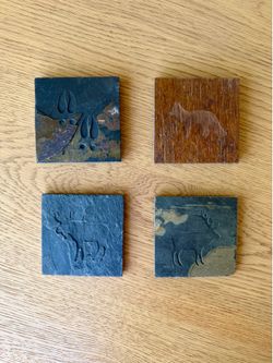 Slate Coasters w. Mountain Animal Designs