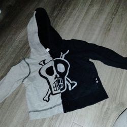 TODDLER BOY OR GIRL SWEATER WITH HOODIE ( PINK OR ROCK AND ROLL STYLE ; Flowers Or Skeletons )