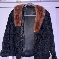 Women’s Mink Trimmed Persian Lamb Coat