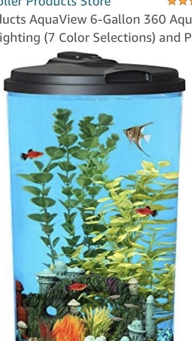 AquaView 6-Gallon 360 Aquarium with LED Lighting (7 Color Selections) and Power Filter