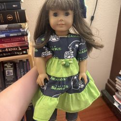 American Girl Doll with Seahawks Outfit