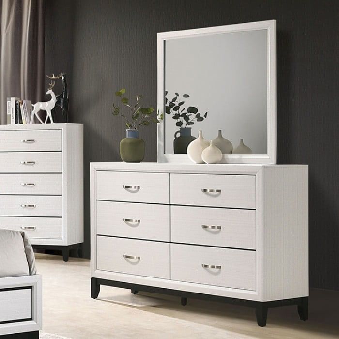 WHITE FINISH 6-DRAWER DRESSER CABINET (MIRROR NOT INCLUDED) TOCADOR SIN ESPEJO