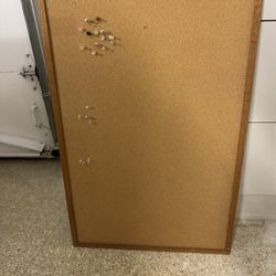 Wood-framed cork bulletin board