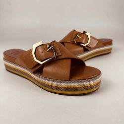 Louise et Cie Lo-Cassia - Size 9M - Beige Leather Platform Slide Sandals