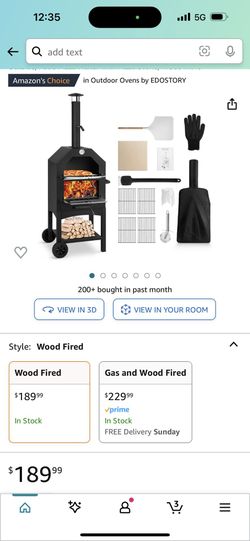 EDOSTORY Outdoor Pizza Oven, Wood Fired Pizza Oven for Outside, Patio Pizza Maker with Pizza Stone,