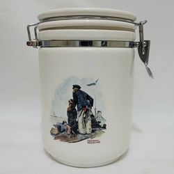 Norman Rockwell Looking Out To Sea Ceramic Clip Jar Tinder Box Exclusive 1984
