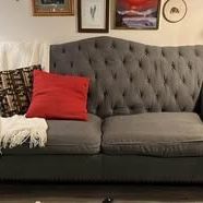 Traditional Grey Button Tufted Couch