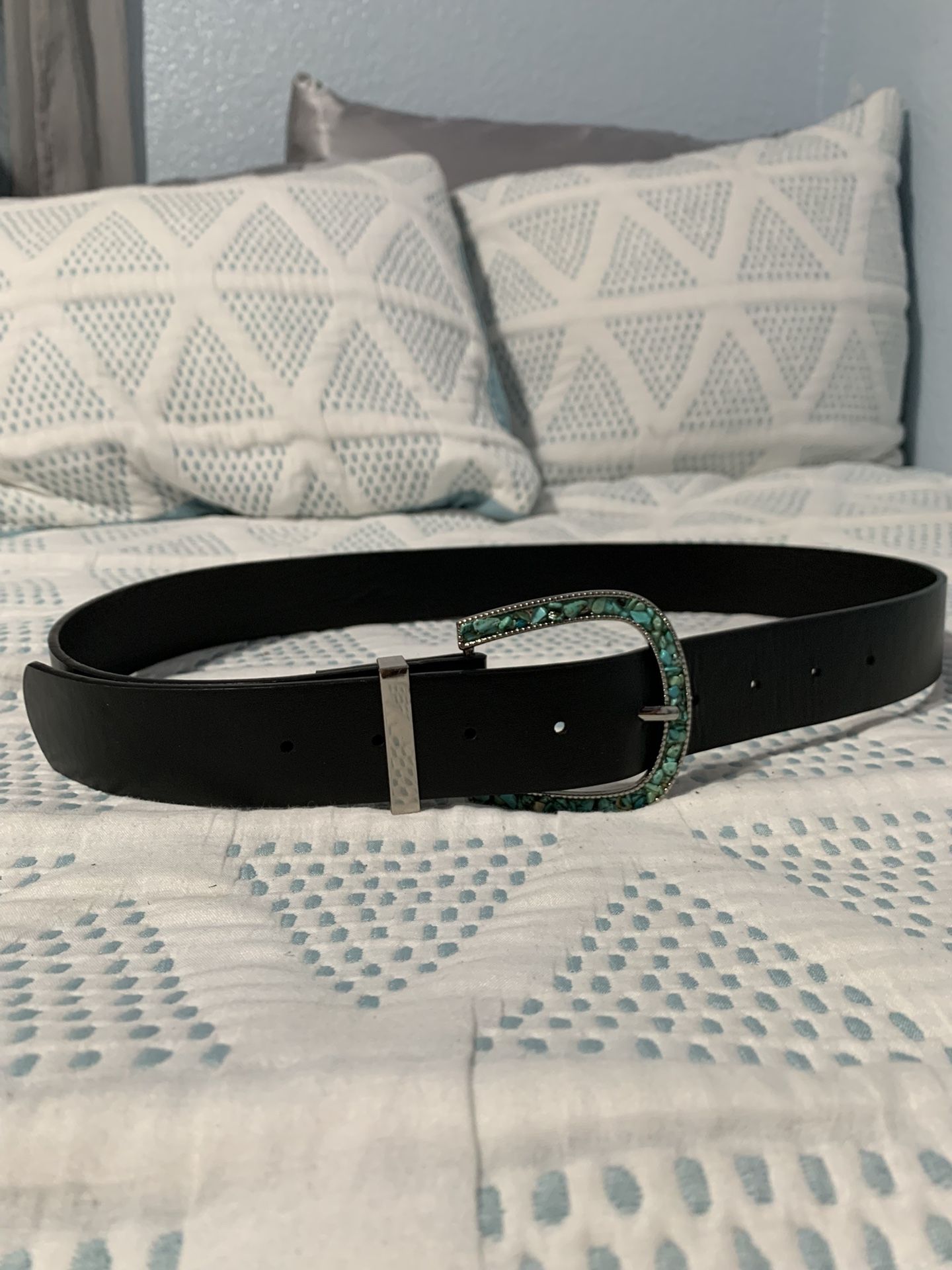 Black Silver And Blue Stone Belt