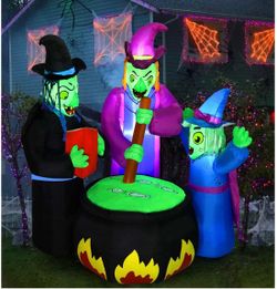 6FT Witches Halloween Blow Up Yard Decorations, Halloween Inflatables Outdoor Decorations with LED Lights, Halloween Decor for Garden, Yard, Patio