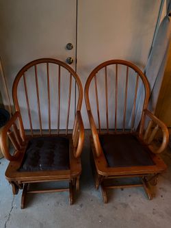 Best Chairs Inc. Bamboo Style Wood Glider Rocking Chairs – Pair
