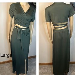 Green 2 Piece Skirt Set