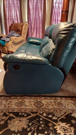 Australian leather couch and double recliners