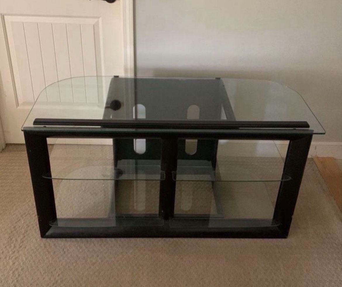 TV Entertainment Center Table With Glass shelves
